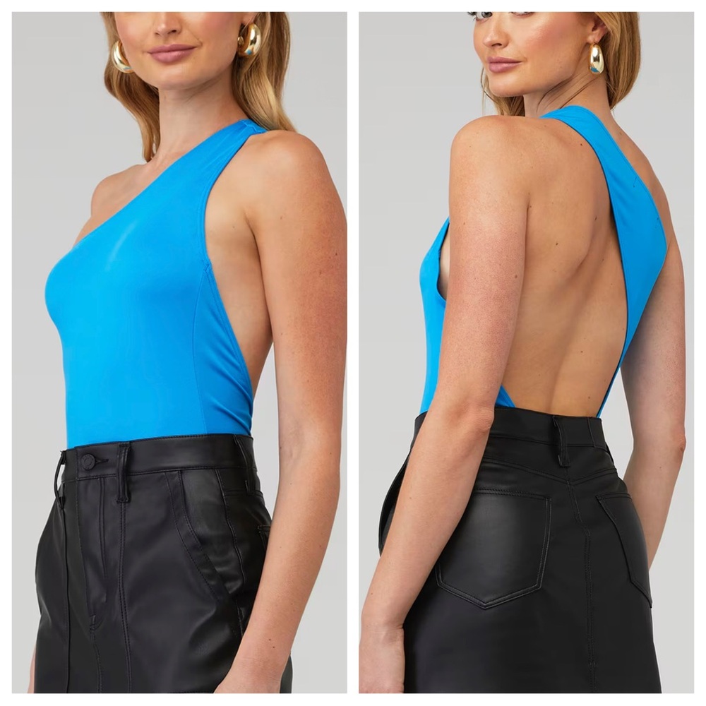 OW collection Ezra Blue One-Shoulder asymmetrical Bodysuit 51556